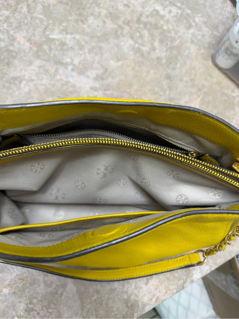 Tory Burch Yellow Leather Chain-Detail Shoulder Bag